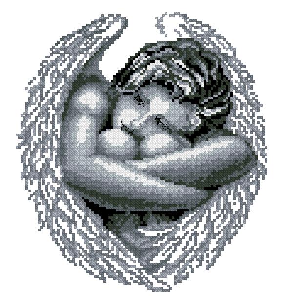 ANGIRL-1: bordado a punto de cruz de mujer ángel