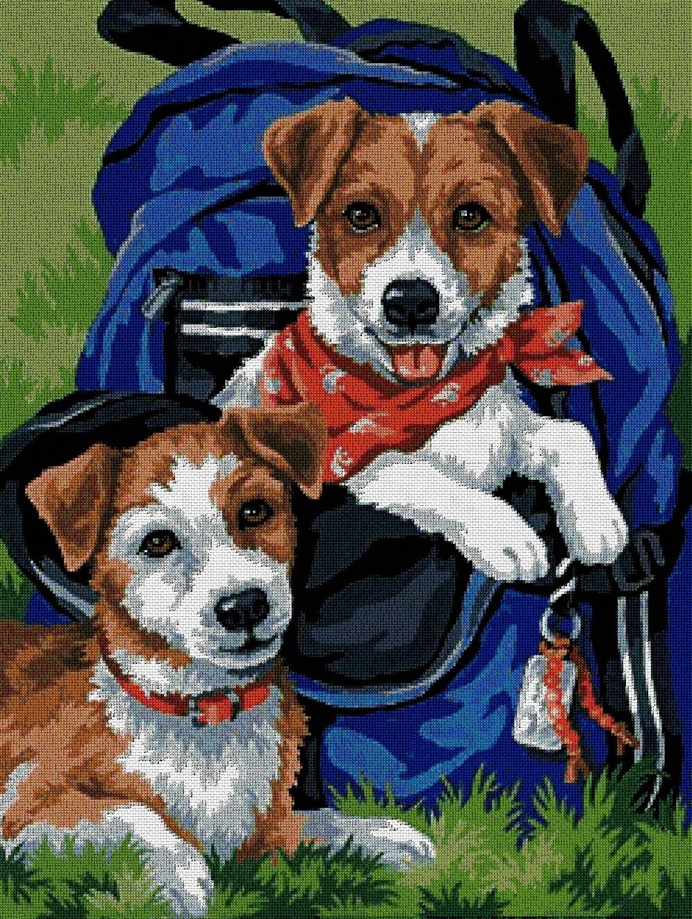 ANI2PER: Gráfico de punto de cruz para descargar en PDF, imprimir y bordar dibujo de dos perritos