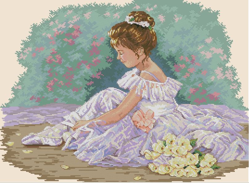 BALLERINA-4: Gráfico de punto de cruz para descargar en PDF, imprimir y bordar niña bailarina