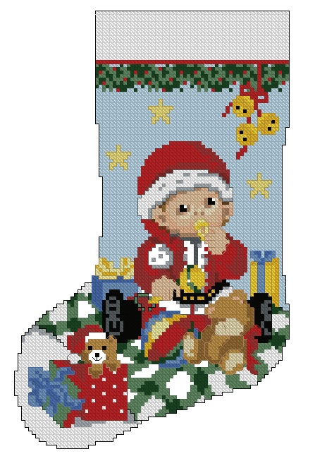 BBSOCK: bordado a punto de cruz de calcetín de Navidad para bebé