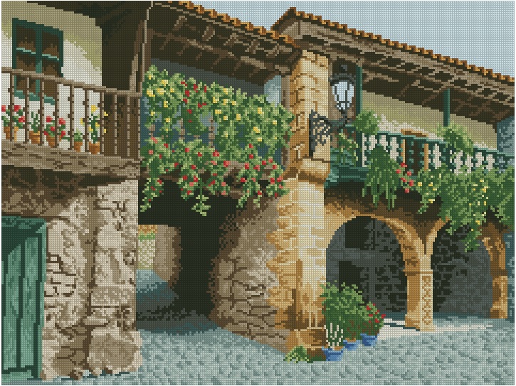 CANTABRIA: Gráfico de punto de cruz para descargar en PDF, imprimir y bordar paisaje típico de Cantabria (España)