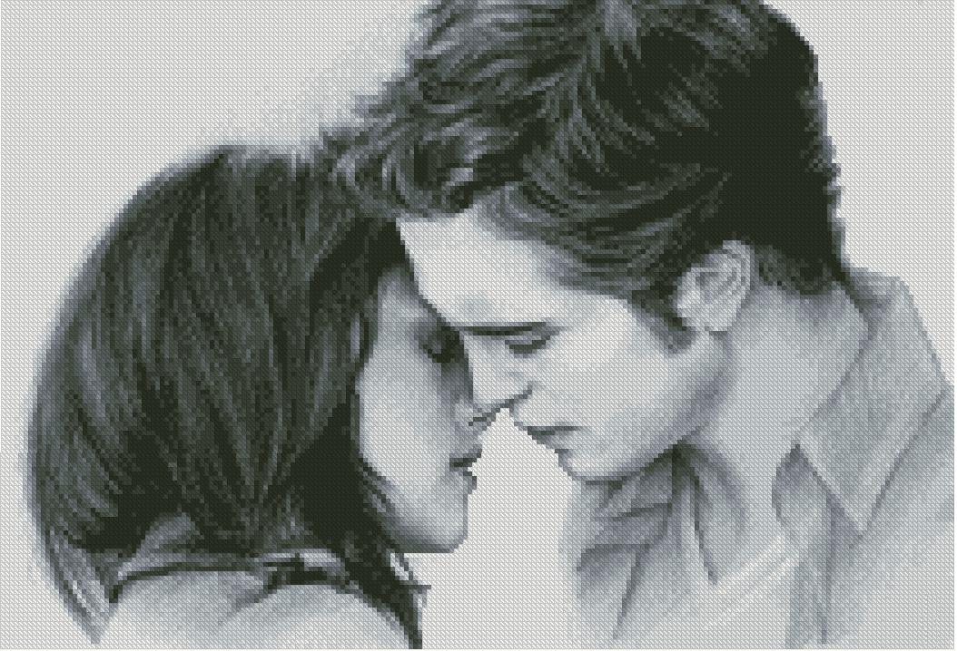 CREPUSCULO: bordado a punto de cruz de Bella y Edward de Crepúsculo