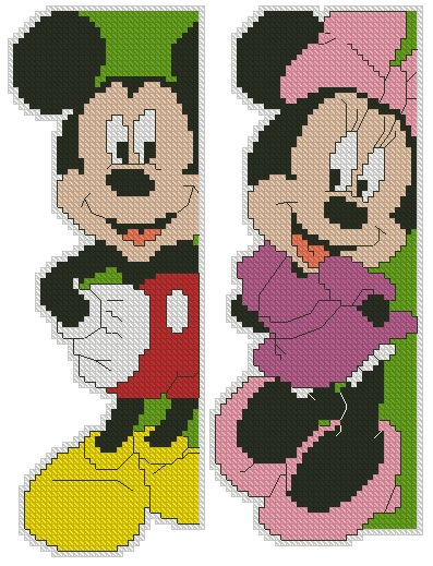 INFMMOUSE-1: bordado a punto de cruz de Mickey y Minnie Mouse