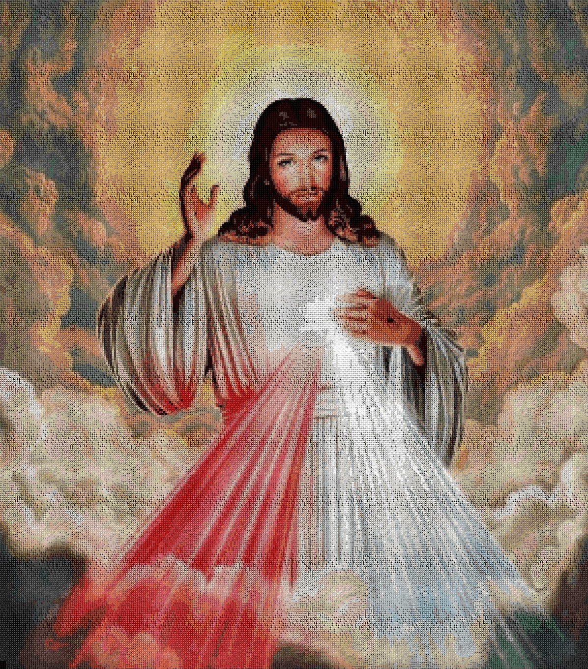 ESUS-3 Jesus Divina Misericordia a punto de cruz