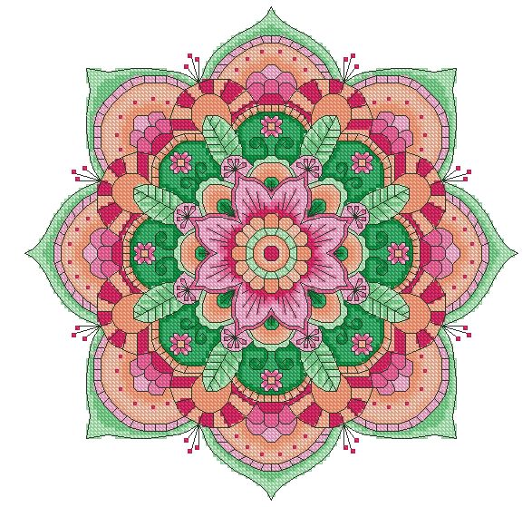 MANDALA-1: bordado a punto de cruz de mandala