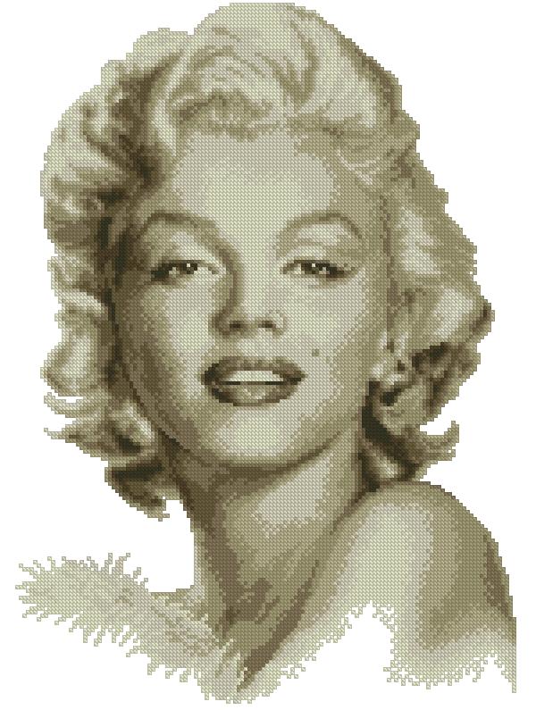 MARILYN-1: bordado a punto de cruz de Marilyn Monroe