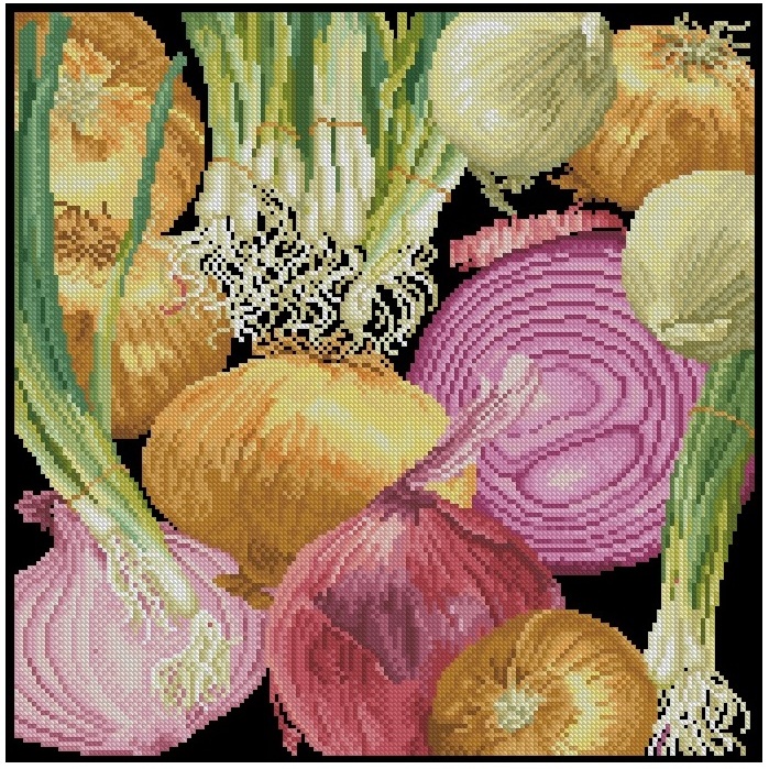 ONIONS: bordado a punto de cruz de cebollas para cojín