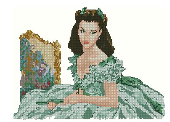 PEROHARA: Gráfico de punto de cruz para descargar GRATIS en PDF al comprar PERPLA, imprimir y bordar a Scarlett O'Hara (Lo que el viento se llevó)