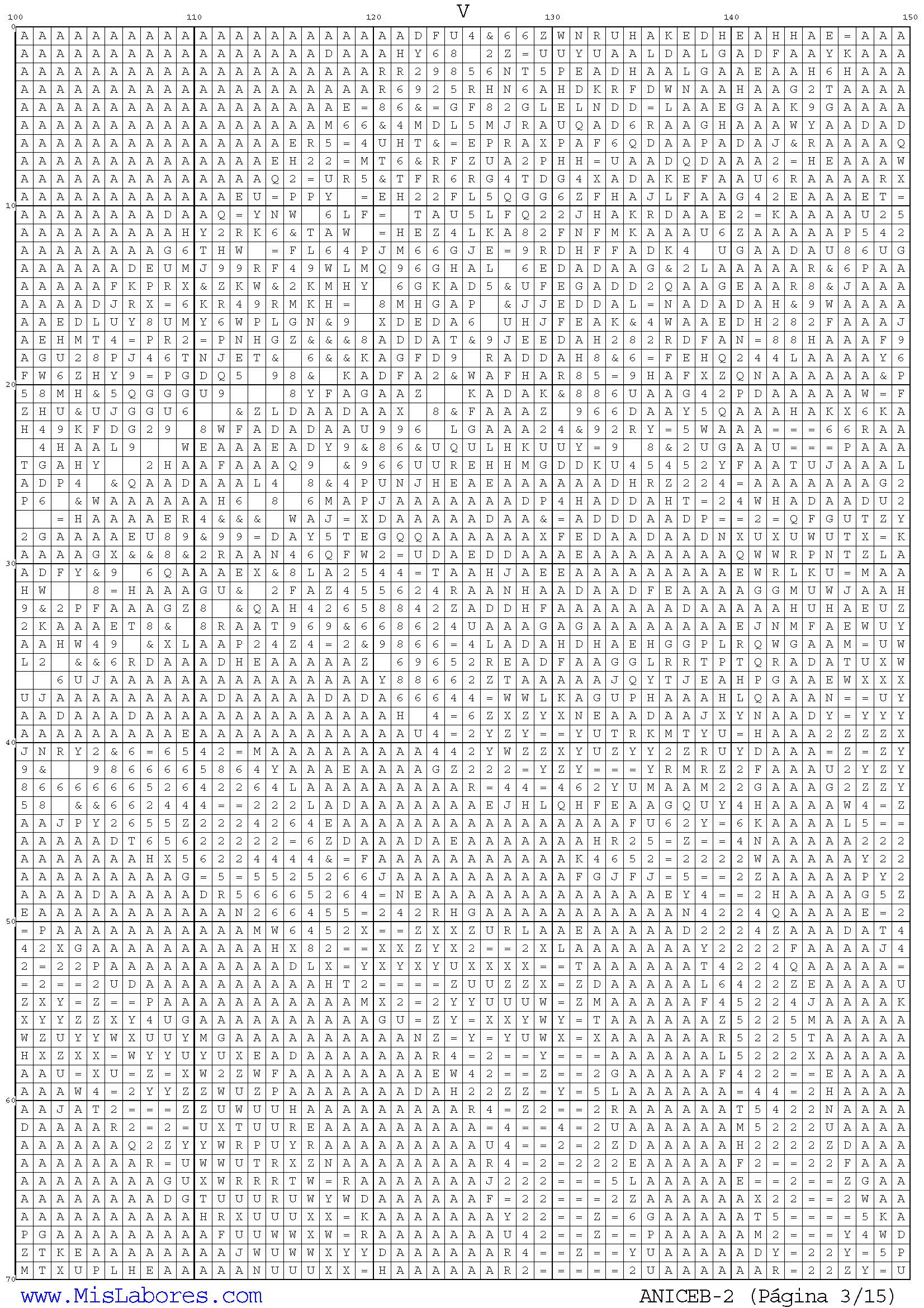 Página del gráfico de punto de cruz ANICEB-2