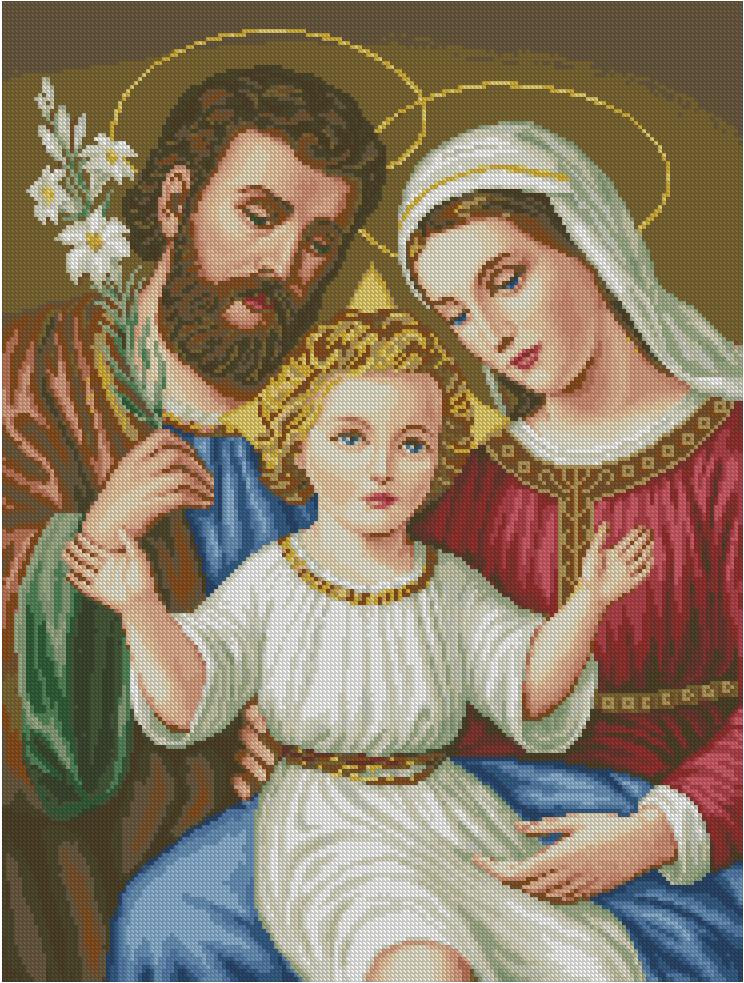 RELIFAM-2: Gráfico de punto de cruz para descargar en PDF, imprimir y bordar imagen de la Sagrada Familia