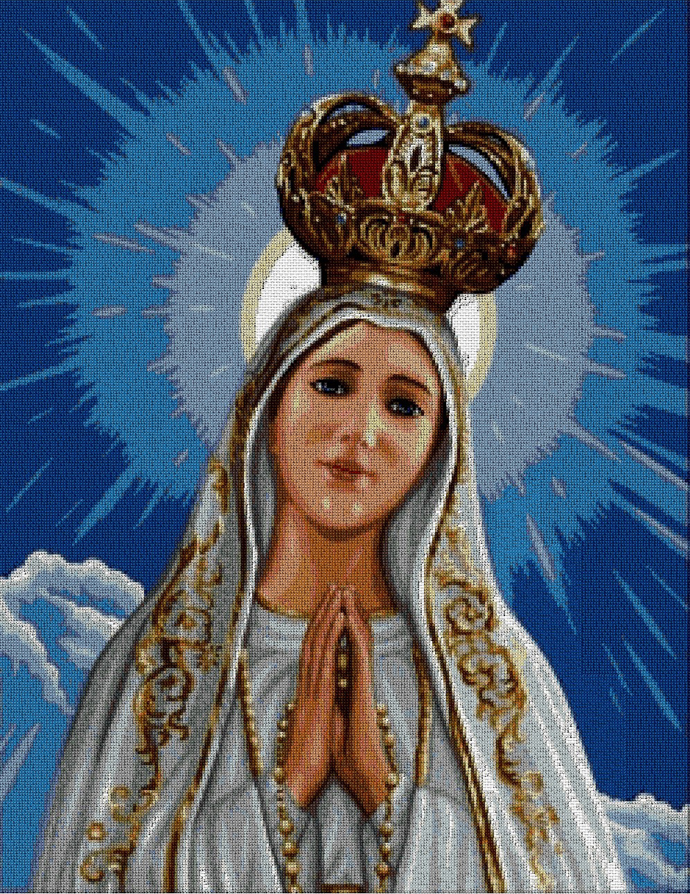 RELIFAT: Grafico de punto de cruz para descargar en PDF, imprimir y bordar Virgen de Fátima