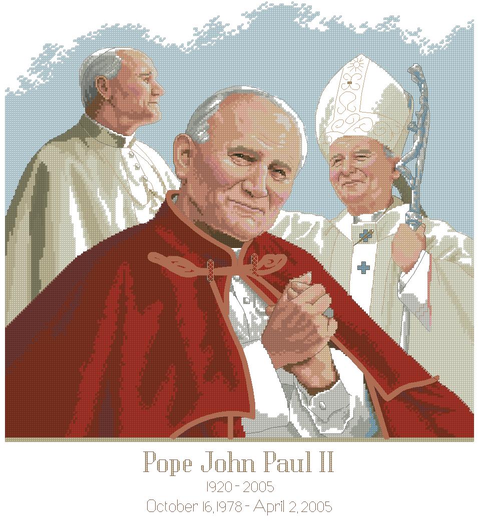 RELIPAPA: bordado a punto de cruz del Papa Juan Pablo II