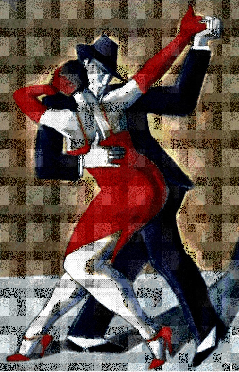 ROTAN-2: Gráfico de punto de cruz para descargar en PDF, imprimir y bordar dibujo de pareja bailando tango