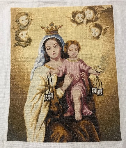 VCARMEN: bordado a punto de cruz por clienta de la Virgen del Carmen