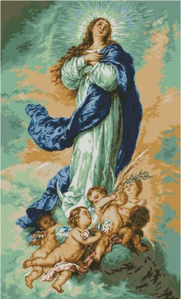 VIRGEN-1: Gráfico de punto de cruz para descargar en PDF, imprimir y bordar la Virgen Inmaculada